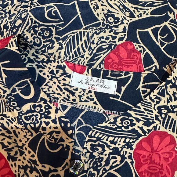 Vintage Women’s Blue and Floral Short Sleeve Blouse - Picture 4 of 4